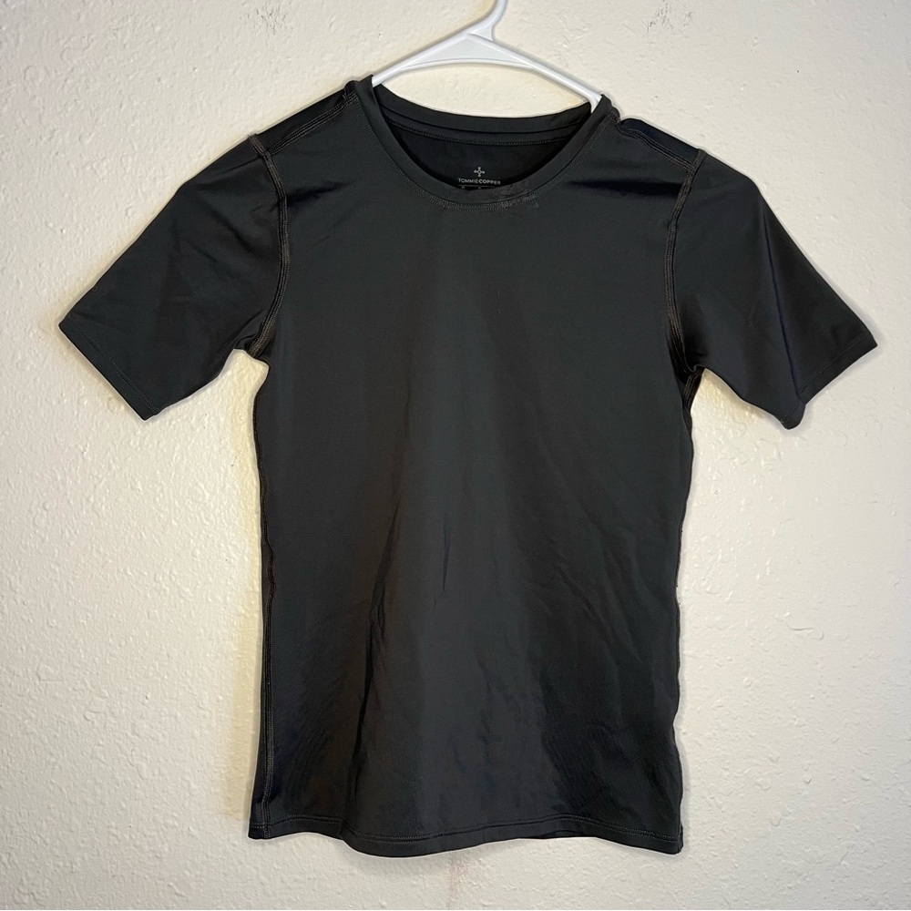 Kids Teens Youth Medium Stretchy Black Gray  Short-Sleeve Performance Tee